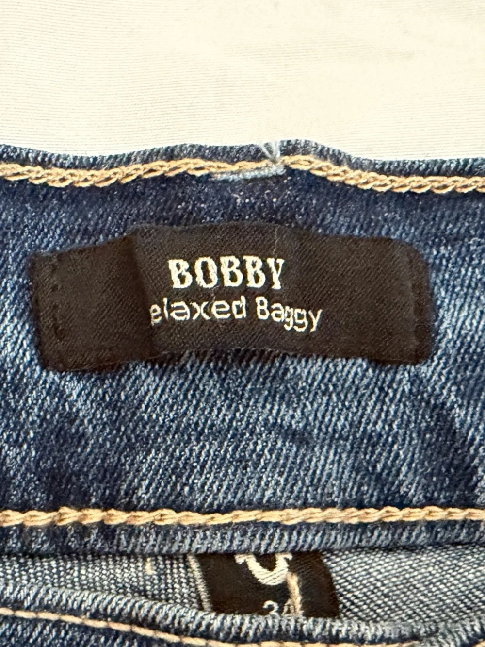 $184 True Religion Bobby Applique Baggy Jeans Mens 34x32 Medium Blaze Wash
